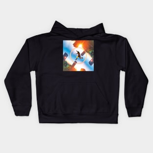 Jumping Over Cities - Digital Modern Art Piece Kids Hoodie